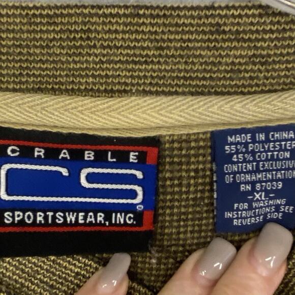 ⛳️ Crabble CS Sportswear Mens XL Tan Black Vintage Golf Sweater 90s ⛳️ - Picture 9 of 9